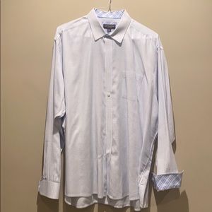 XXL Johnston & Murphy Dress Shirt-Blue/white